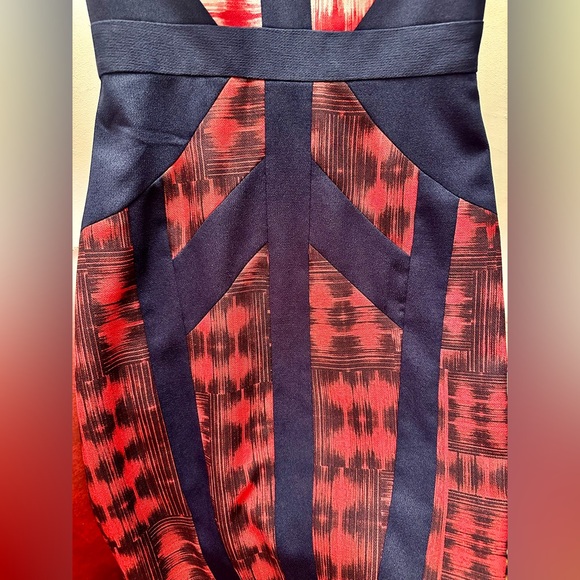 BCBGMAXAZRIA Averie Red, White and Blue Fitted Sleeveless Sheath Dress, Size 2 - Picture 5 of 13